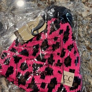 Baby C.C. Leopard Knit Beanie - Hot Pink & Black